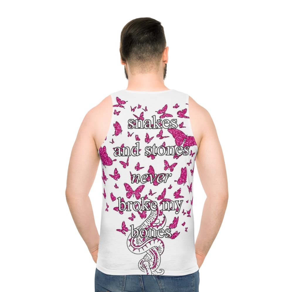 Unisex tank top with snakes and stones design