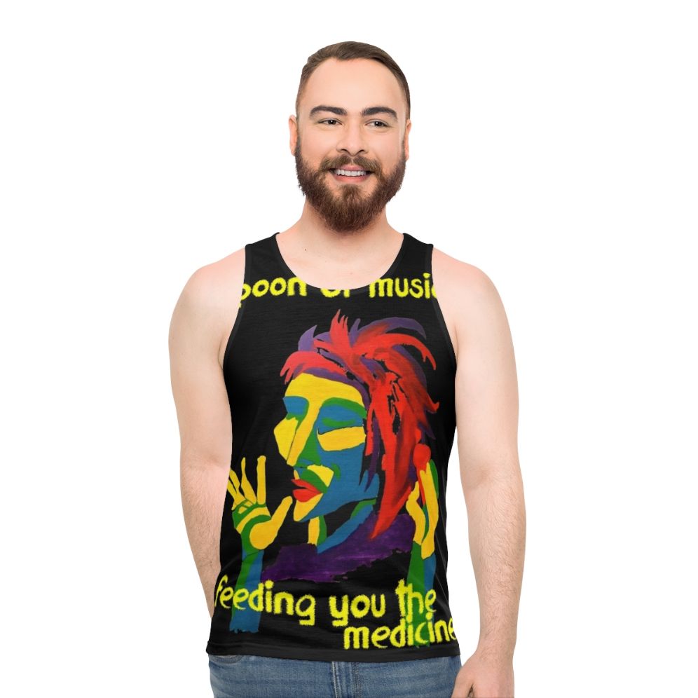 Unisex tank top featuring a "Spoon of Music" design for music lovers