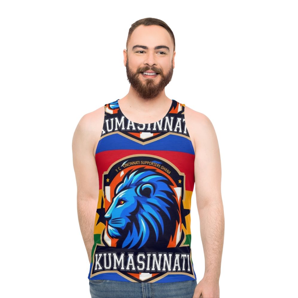Unisex sports tank top with Ghana football and FC Cincinnati design