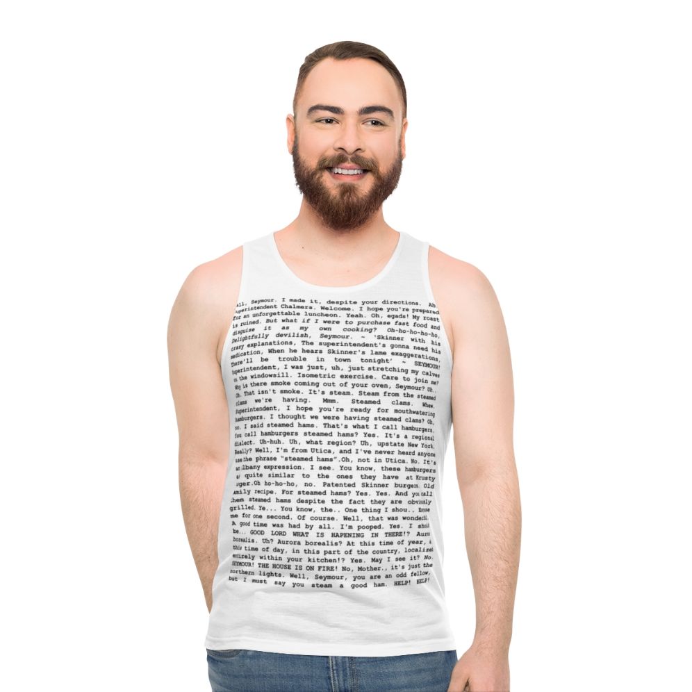 Unisex tank top featuring the entire Steamed Hams script from The Simpsons