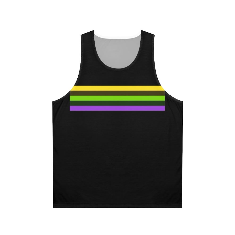 Unisex striped tank top with cat walk model design