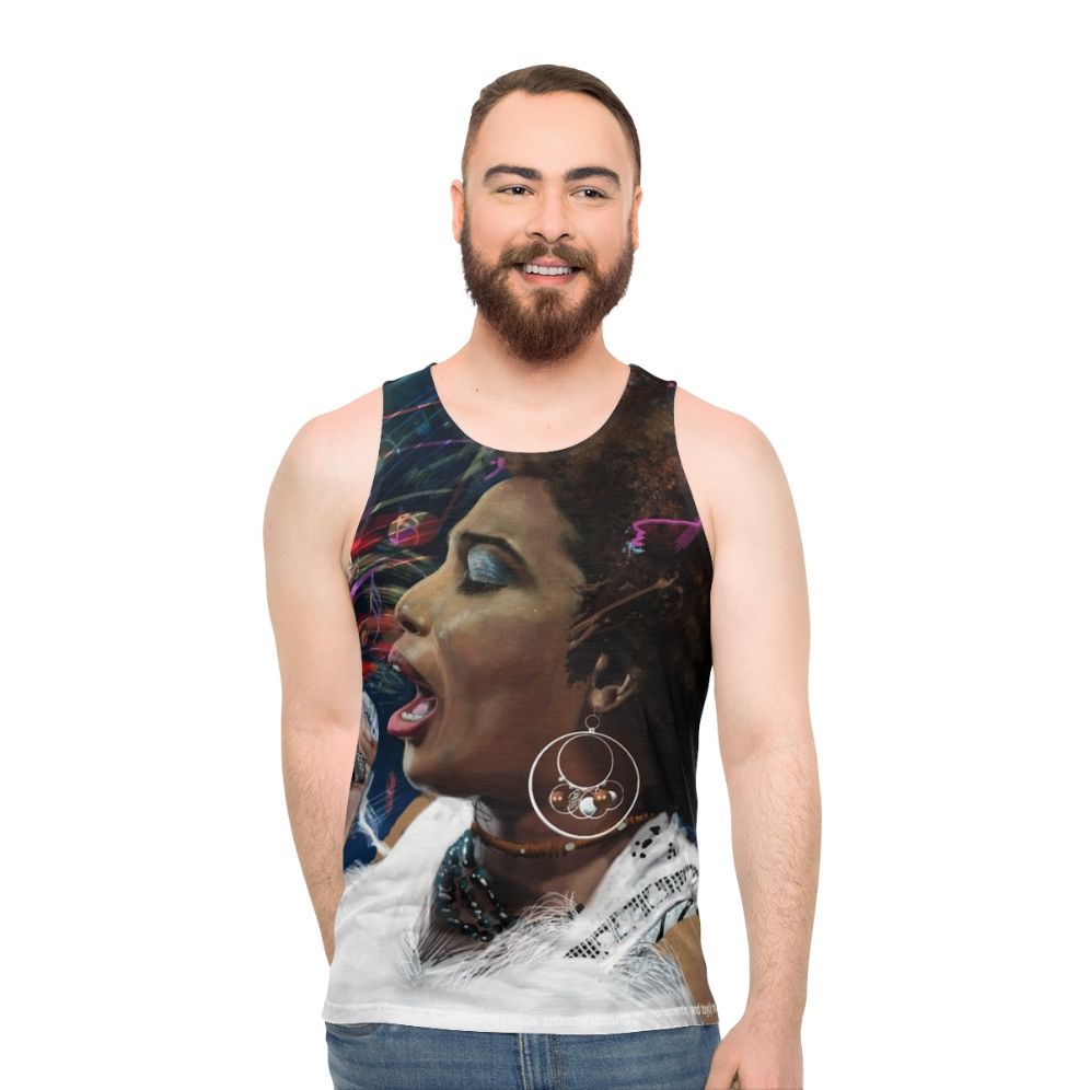 Unisex striped graphic tank top
