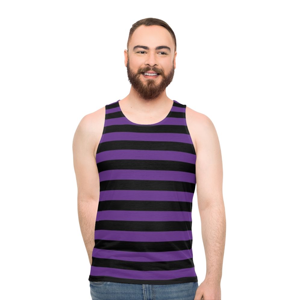 Unisex striped purple and black tank top