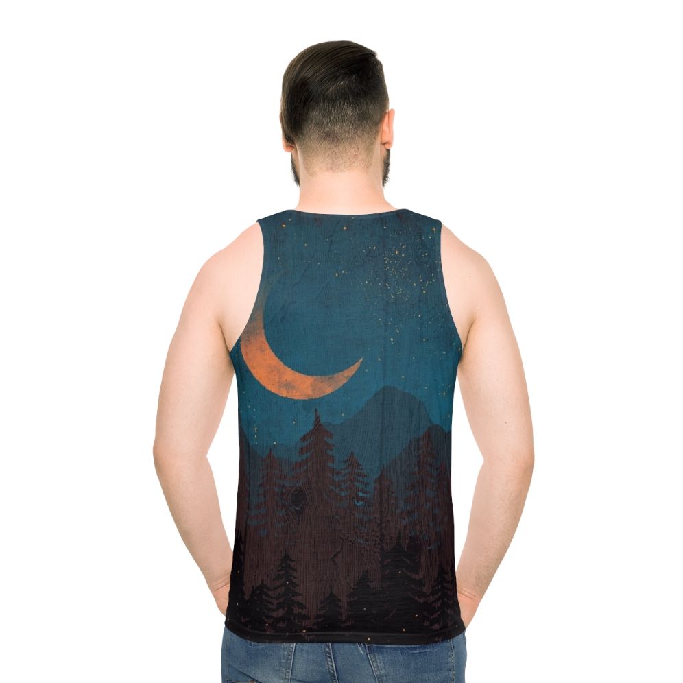 Unisex tank top with nature and night sky design