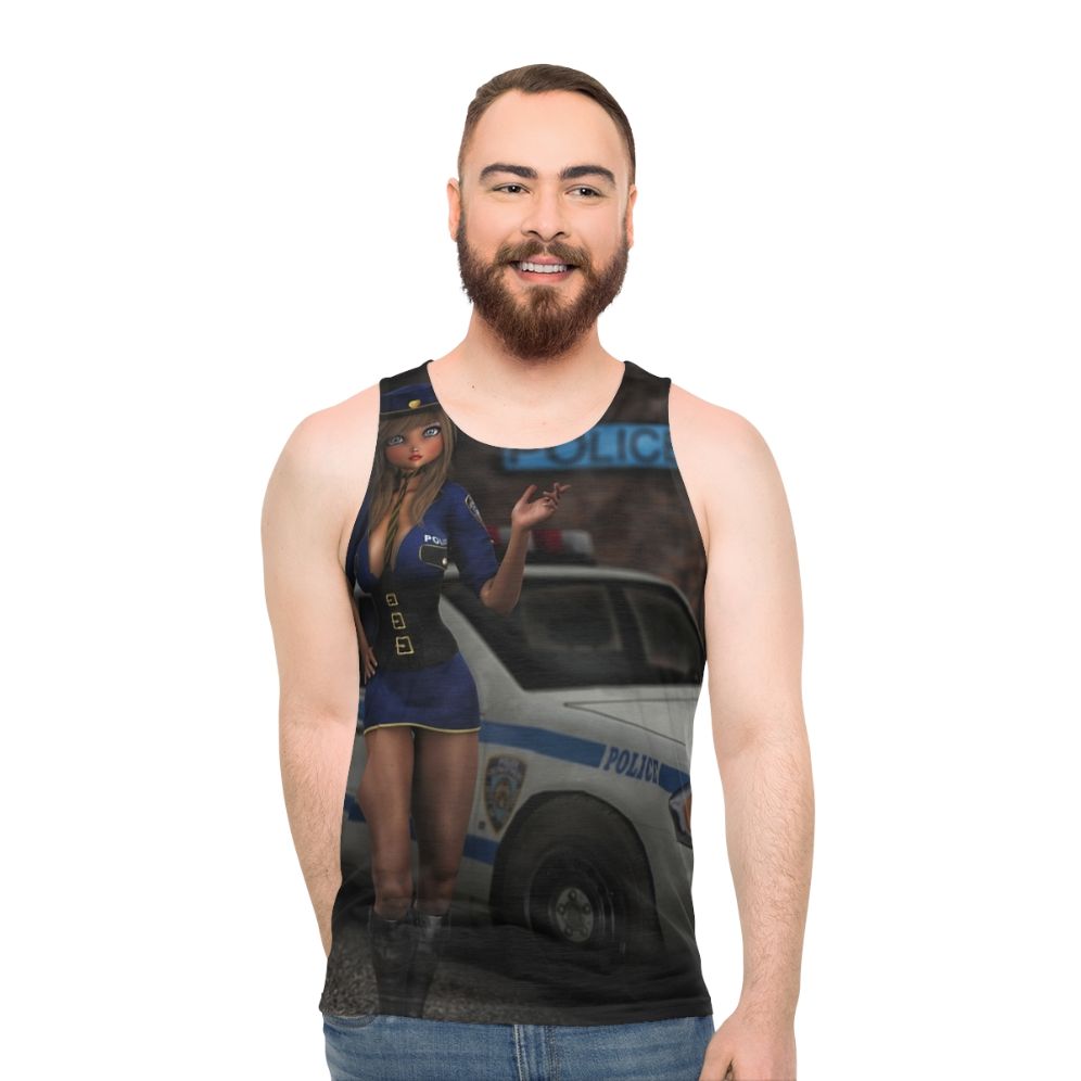 Unisex superhero costume police uniform anime-style tank top