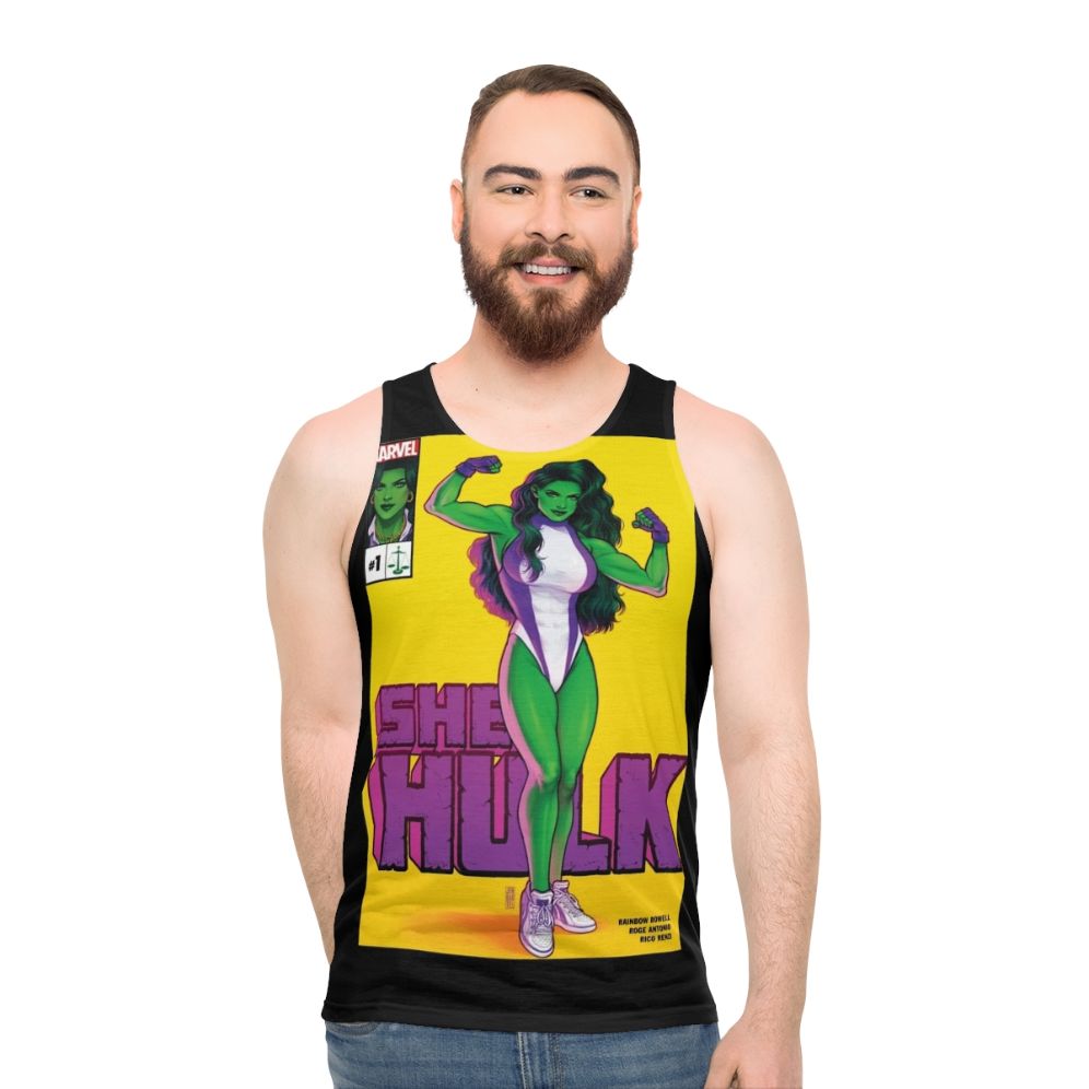 Unisex superhero green monster tank top
