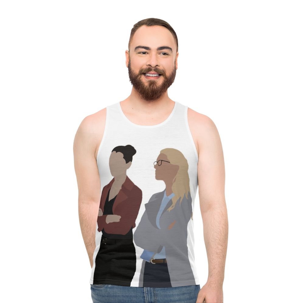 Unisex superhero character Kara and Lena tank top