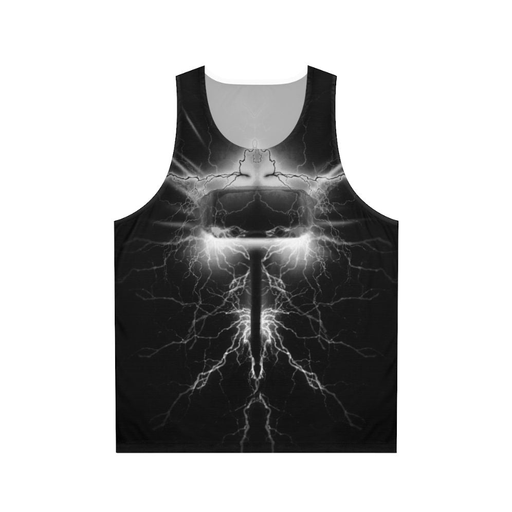 Unisex superhero Mjolnir lightning design tank top