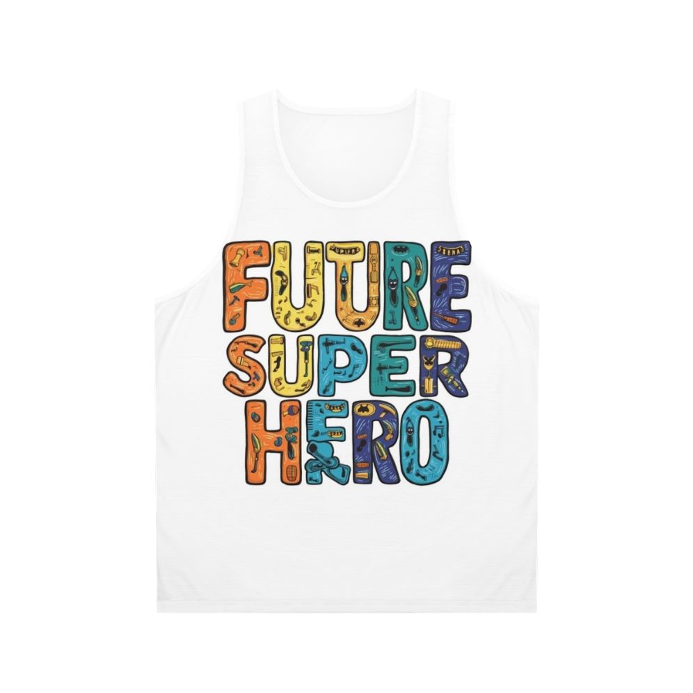 Unisex superhero tank top with cool comic character design