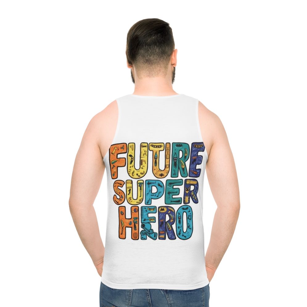 Unisex superhero tank top with cool comic character design