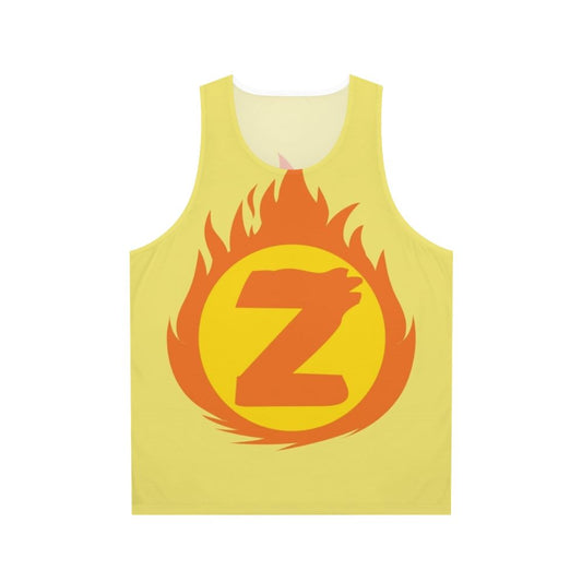 Unisex superhero tank top with letter Z fire insignia
