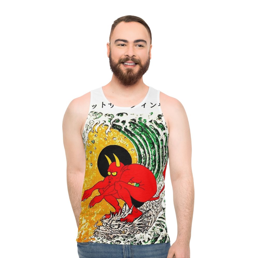 Unisex surf or die Japanese tattoo tank top