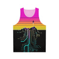 Unisex tank top with synthwave, vaporwave, and NASA space-inspired design
