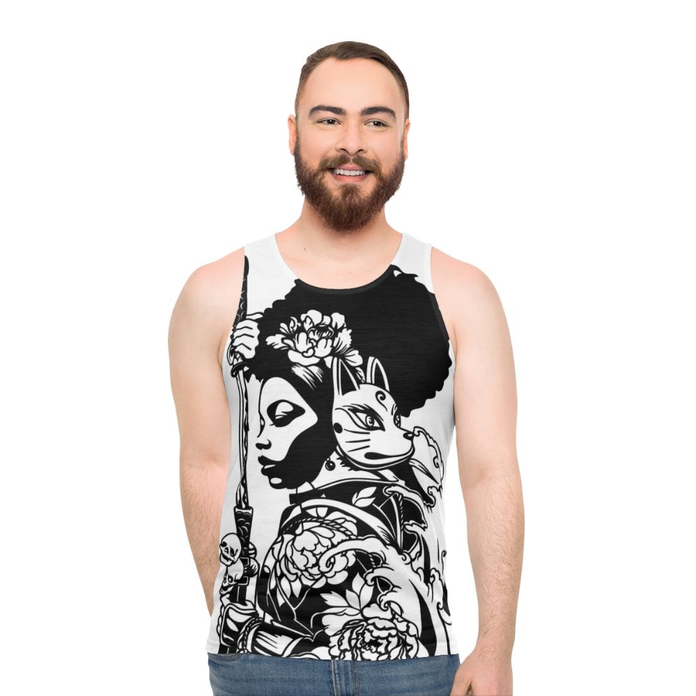 Unisex tank top featuring the design of Afua Asantewaa, a historical figure from black history