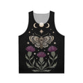 Unisex tank top with celestial moth and thistle design