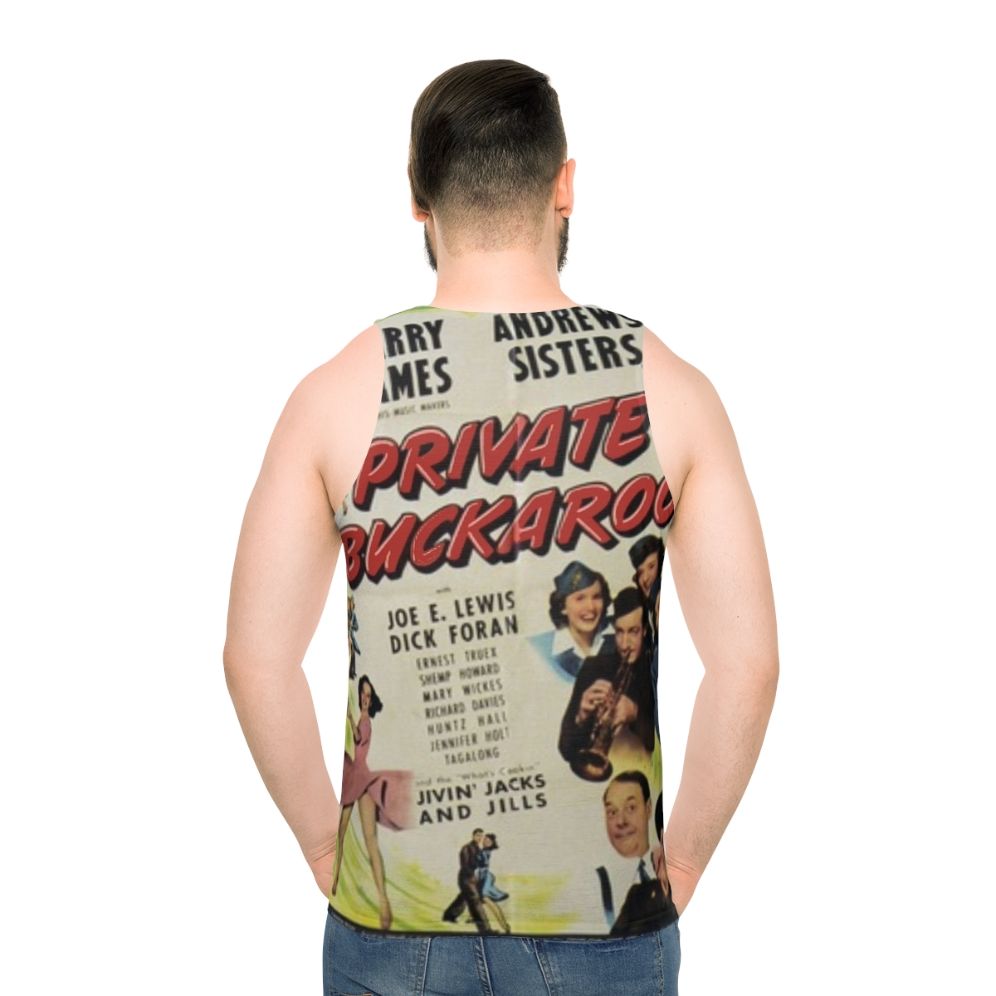 Unisex tank top with 1940s movie and music design
