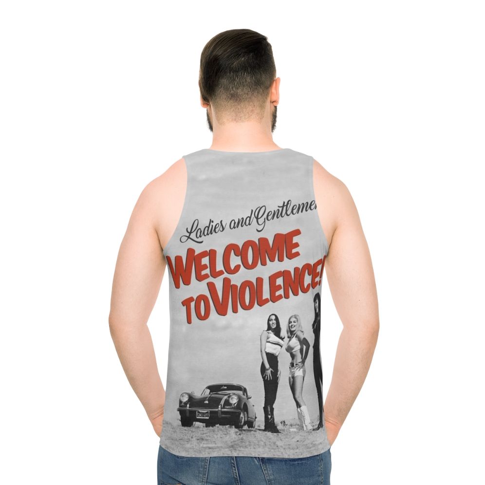 Unisex tank top featuring vintage cult movie graphics
