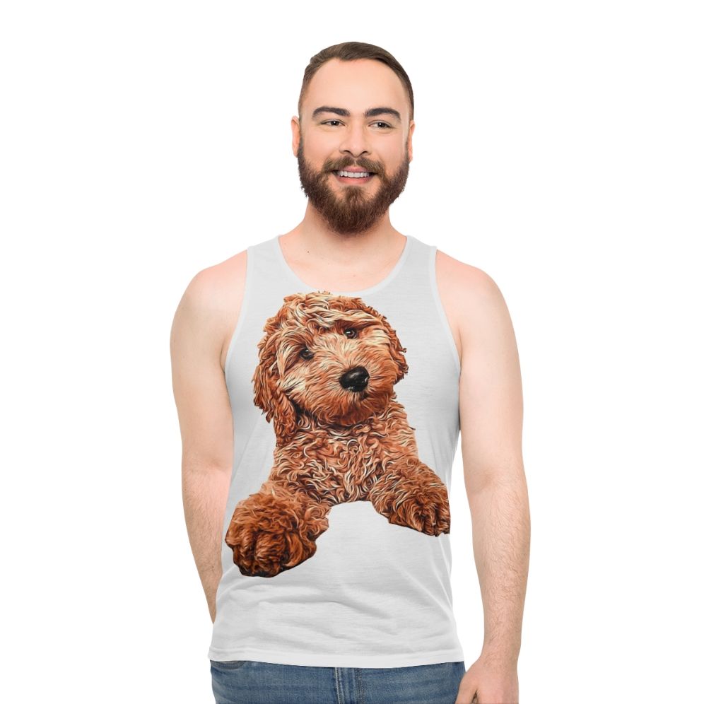 Unisex tank top featuring cute mixed breed dogs like Cavapoos and Labradoodles
