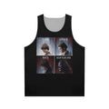 Unisex tank top with text "Fear Anger Hate Suffering"