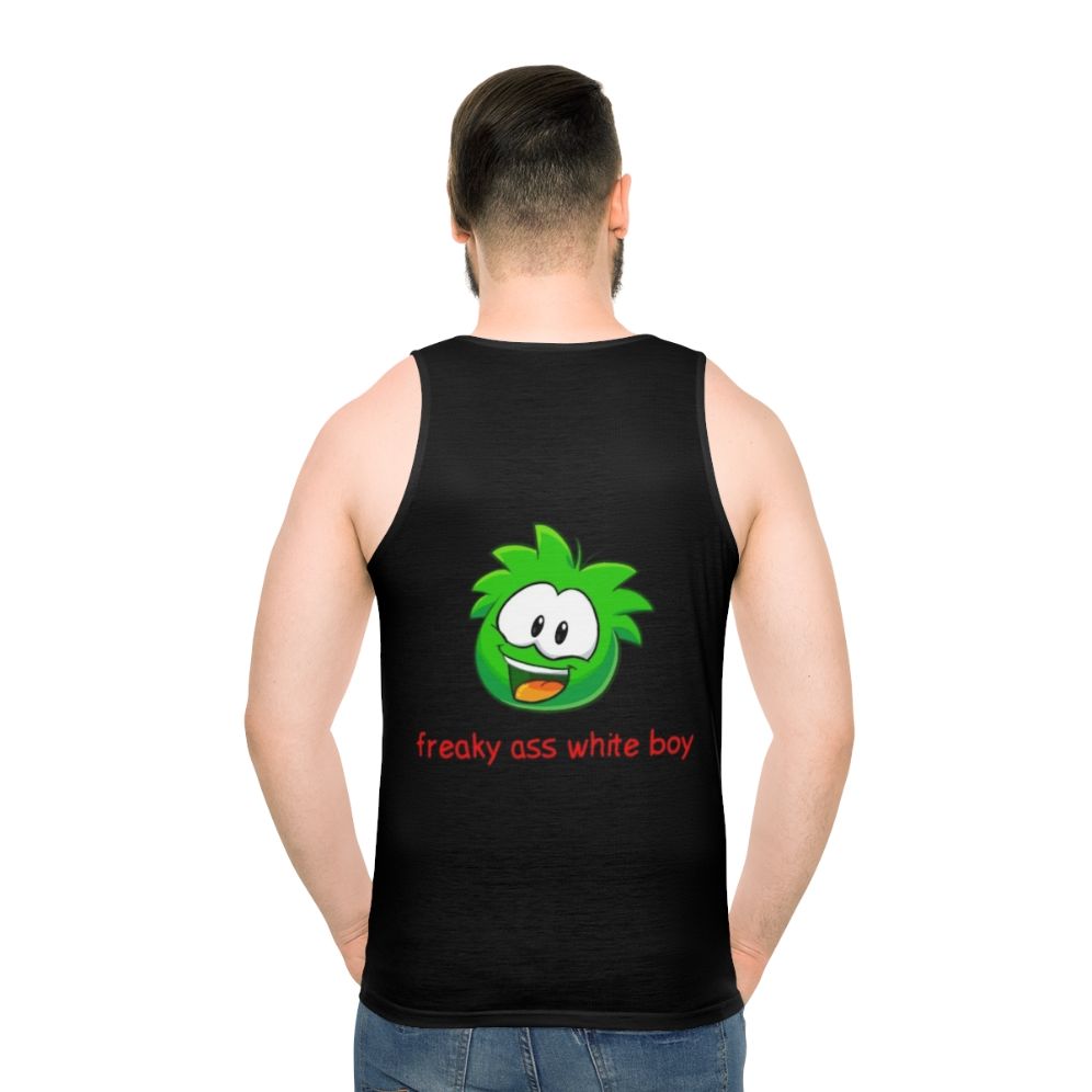 Unisex tank top with freaky ass white boy graphic design