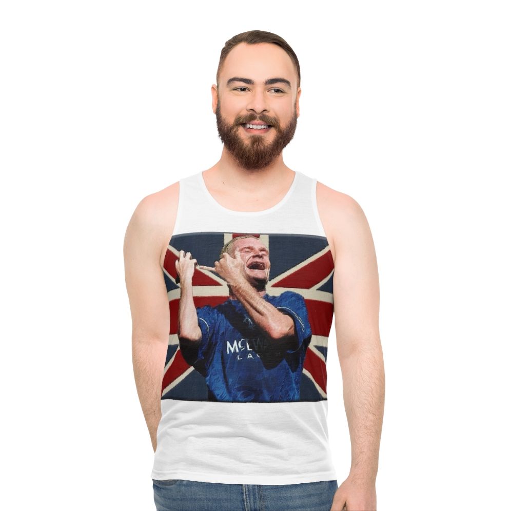 Unisex tank top with Glasgow Rangers footballer artwork