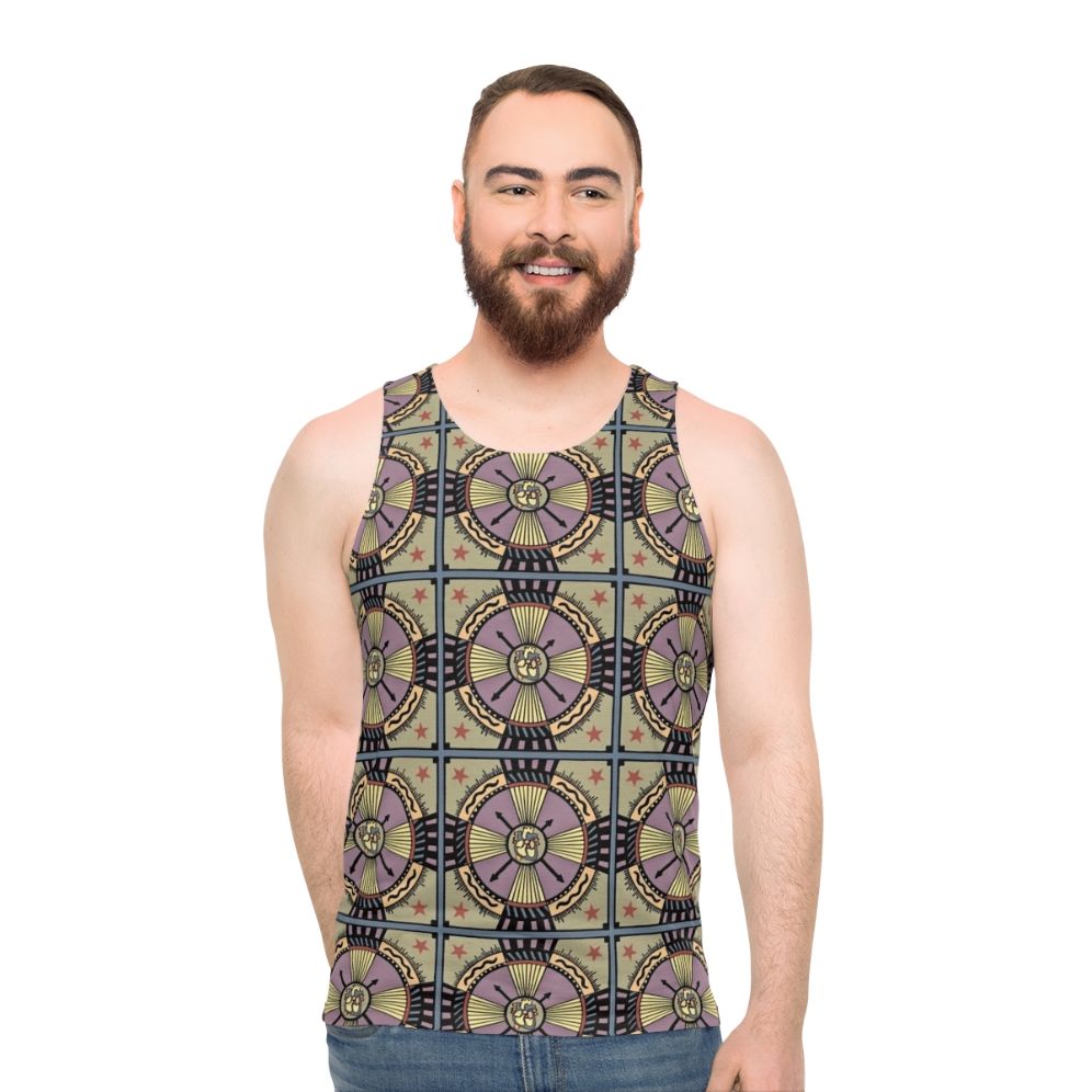 Unisex tank top with inspirational heart design and mandala pattern