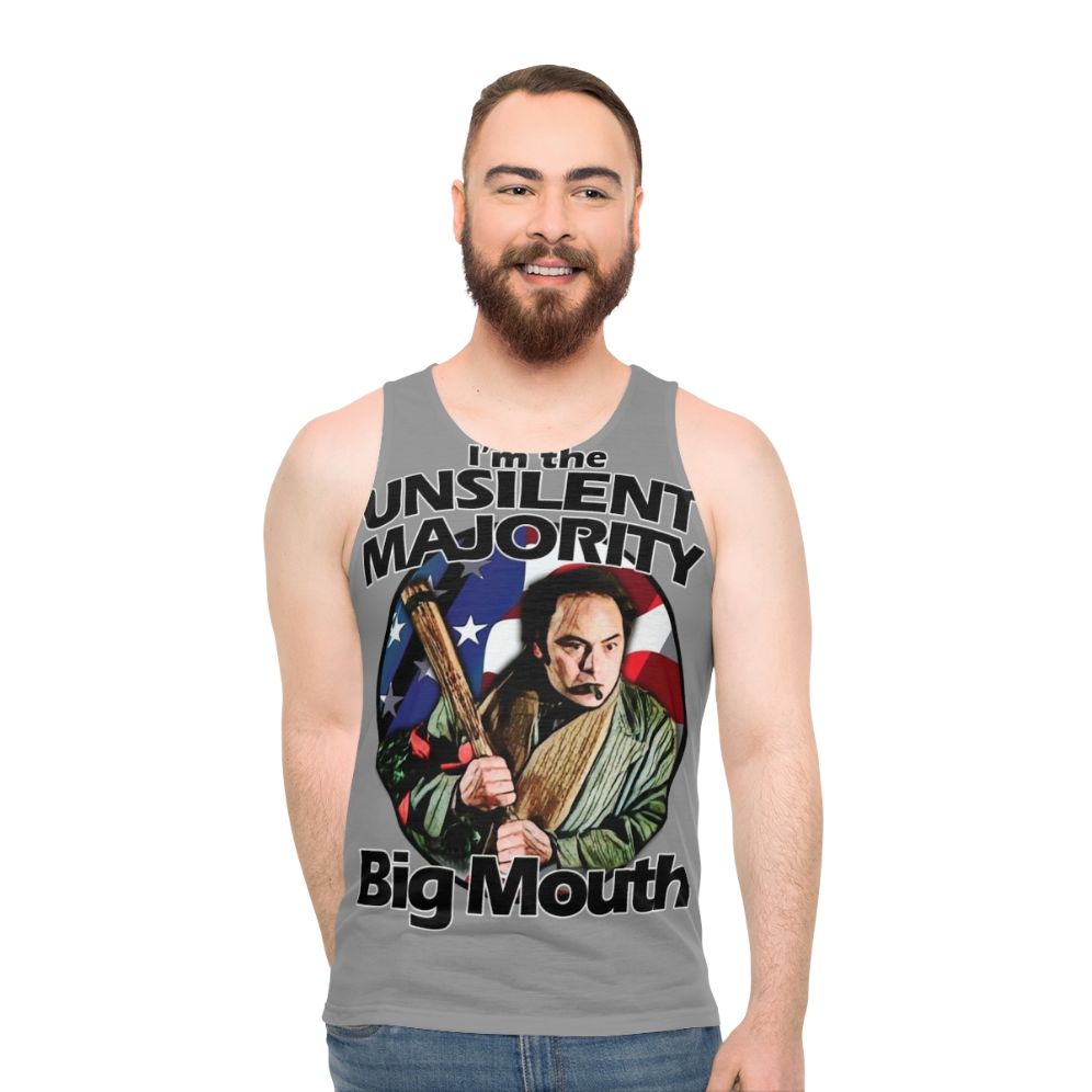 Unisex tank top featuring "I'm The Unsilent Majority" quote from Big Mouth movie
