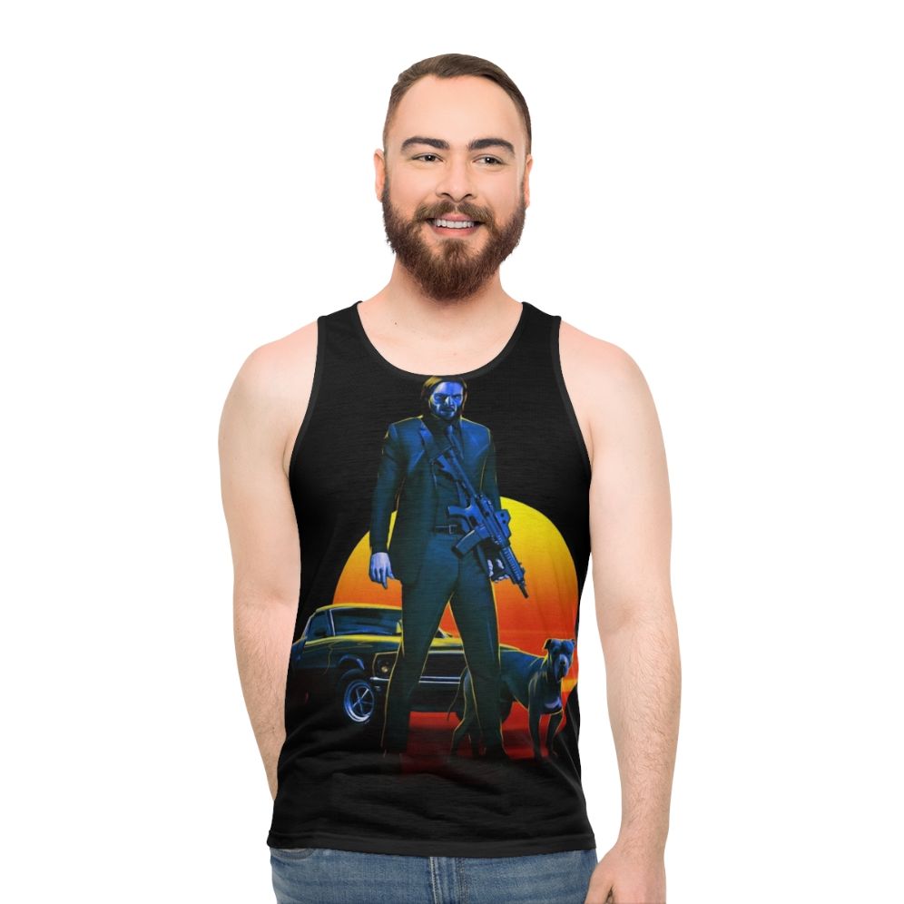 Unisex tank top with John Wick and Baba Yaga inspired design