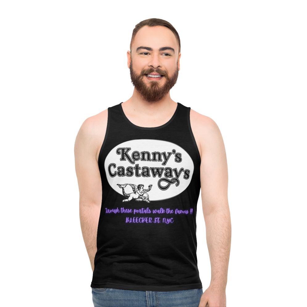 Unisex tank top with Kenny's Castaways NYC logo