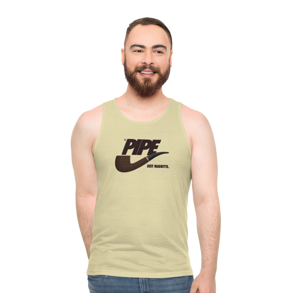Unisex tank top with Magritte's famous "Ceci n'est pas une pipe" design