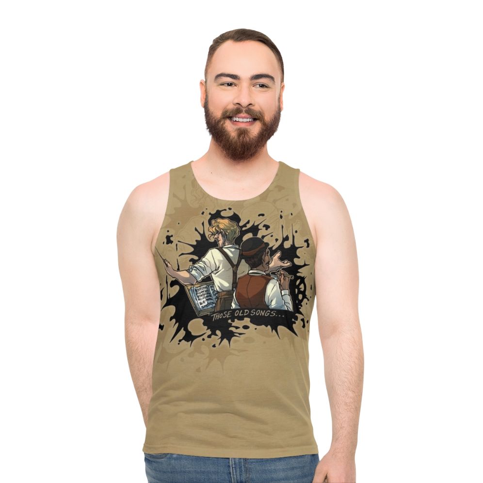 Unisex tank top with abstract ink splatter design