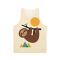 Unisex tank top with a sloth design, encouraging a slow and relaxed lifestyle