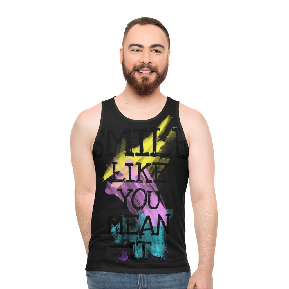 Unisex tank top with "Smile Like" design
