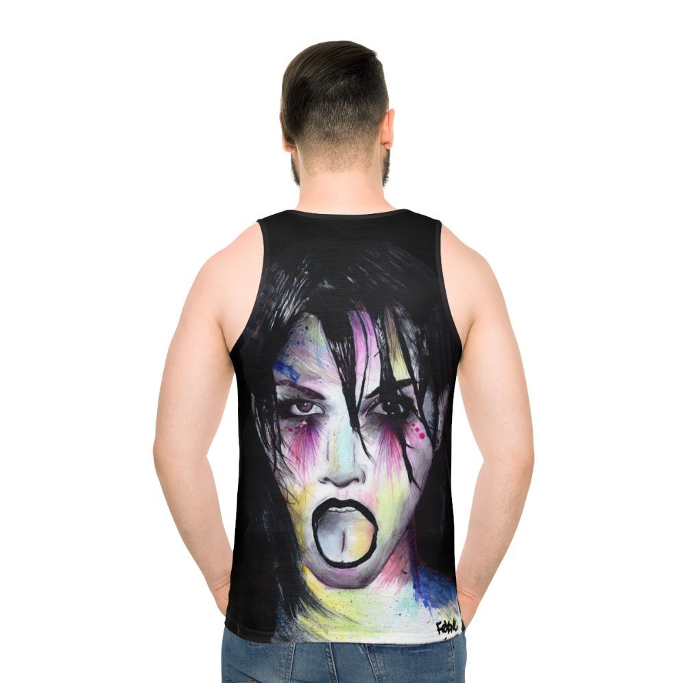 Unisex tank top with open mouth and tongue out design