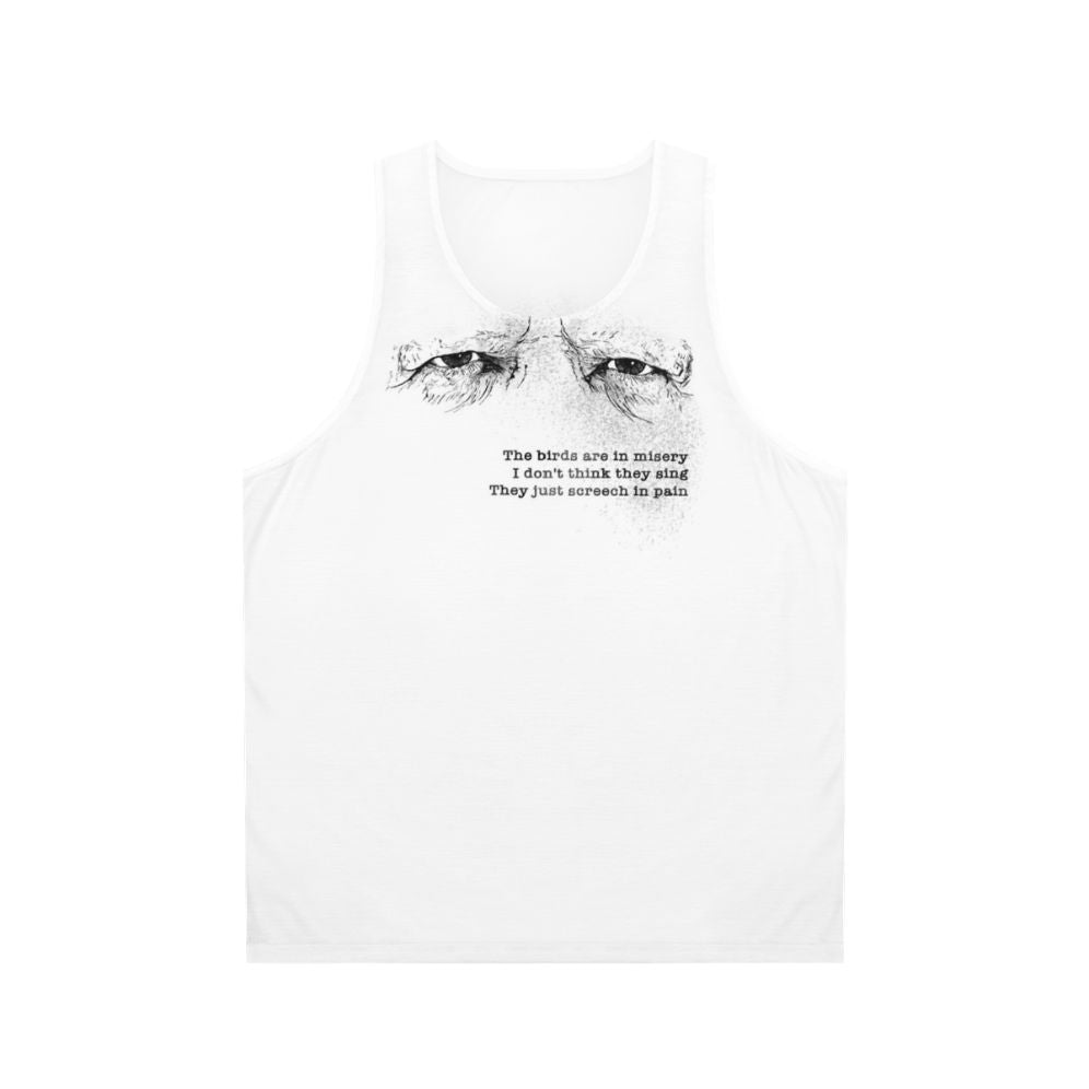 Unisex tank top featuring a quote from Werner Herzog's "Burden of Dreams"