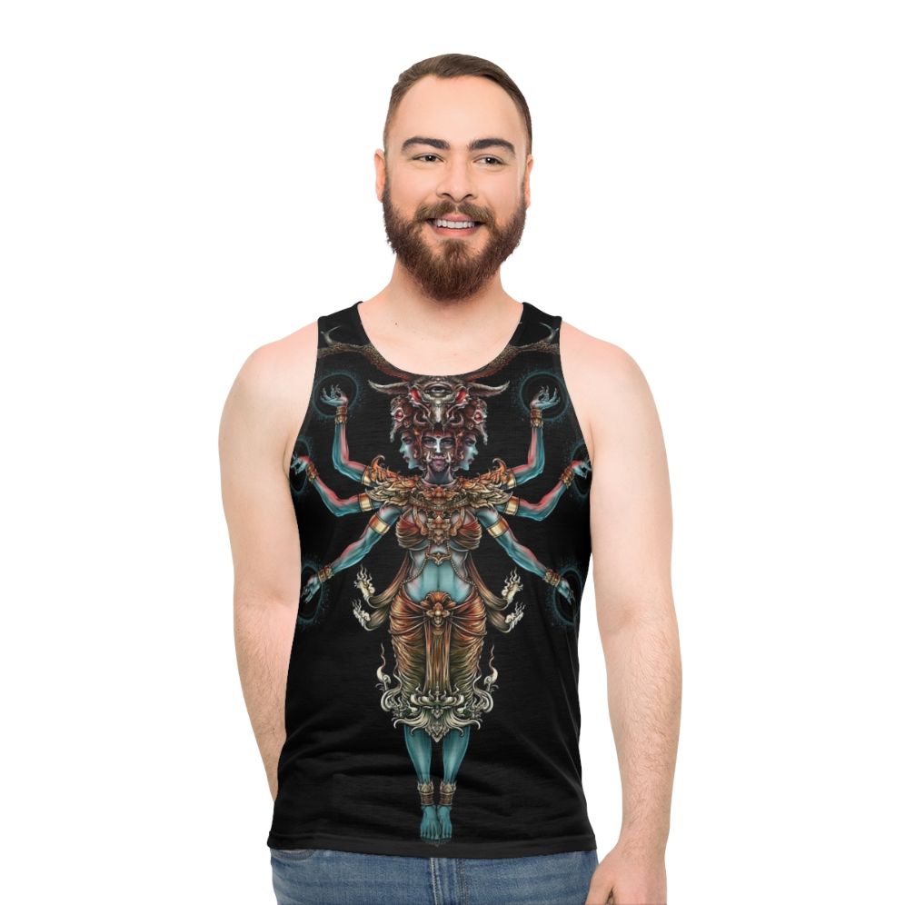 Unisex tank top with mystical yak art design