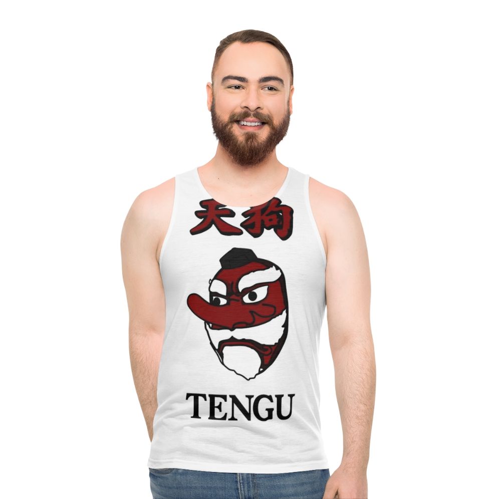 Unisex tank top with tengu creature design