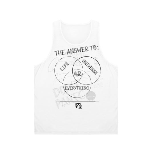 Unisex tank top featuring a Venn diagram design inspired by Hitchhikers Guide to the Galaxy
