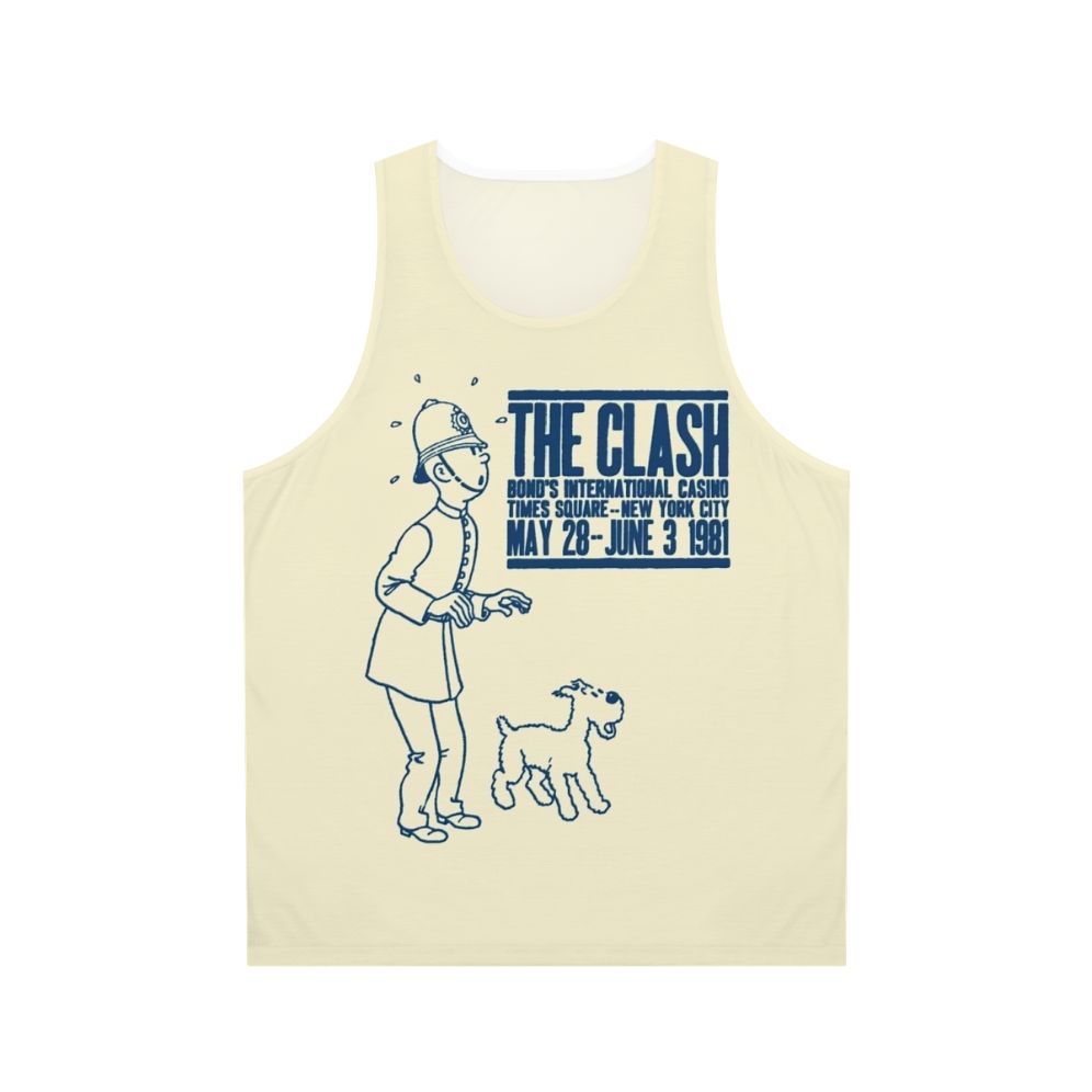 Unisex tank top with The Clash and Belgian comics design