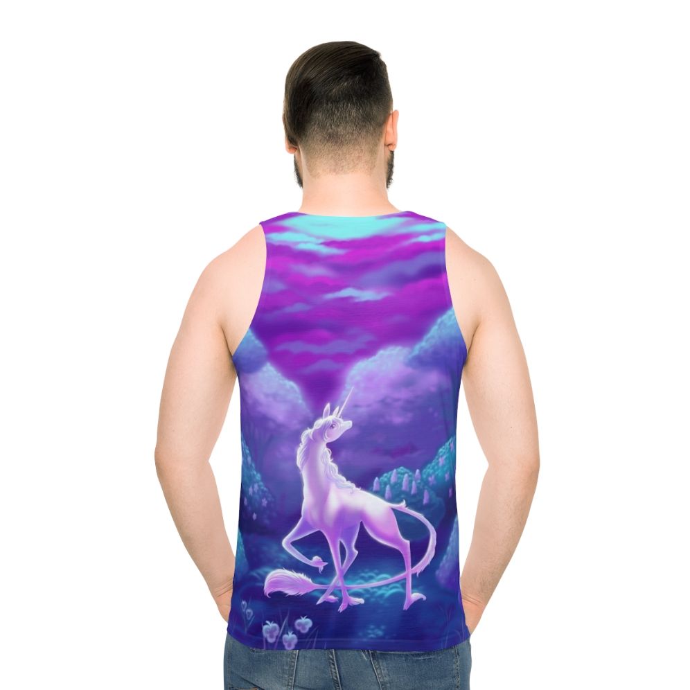 Unisex tank top featuring a minimalist design of the iconic unicorn from 'The Last Unicorn'
