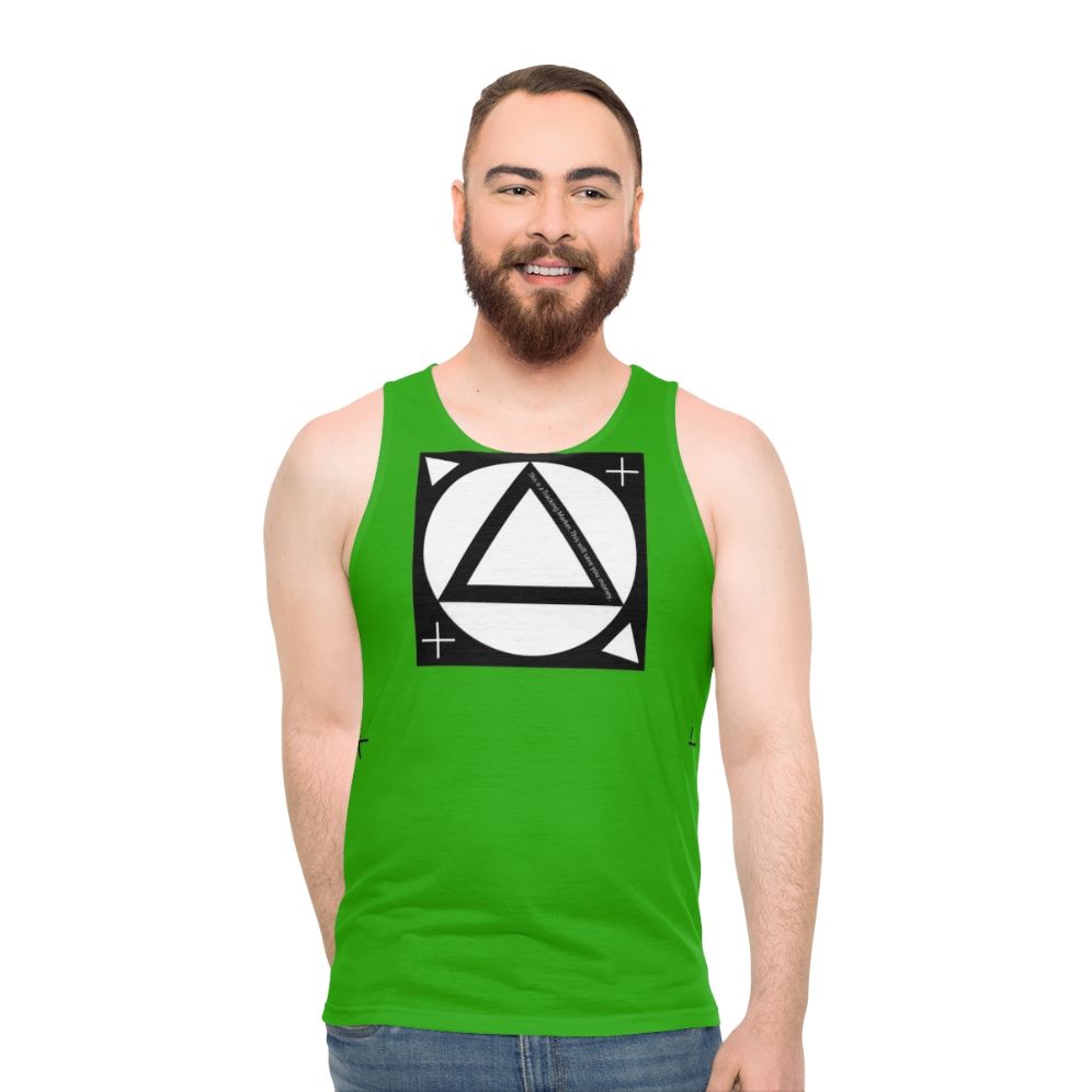 Unisex tank top with tracking markers for visual effects and green screen filming
