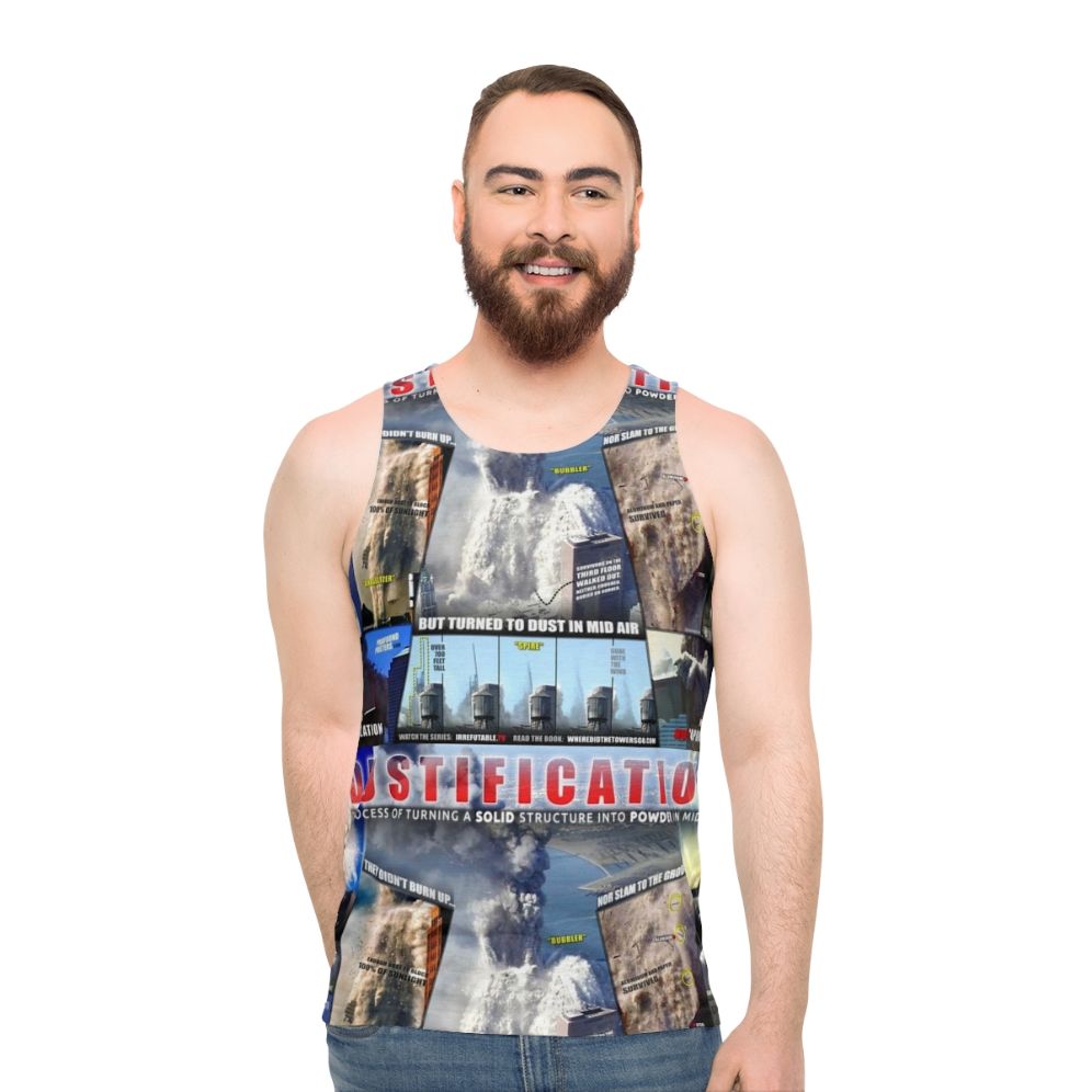 Unisex tank top with 9/11 conspiracy documentary evidence