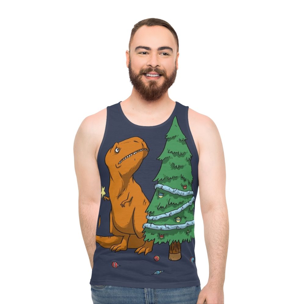 Unisex Tyrannosaurus Rex "The Struggle" Christmas Tank Top