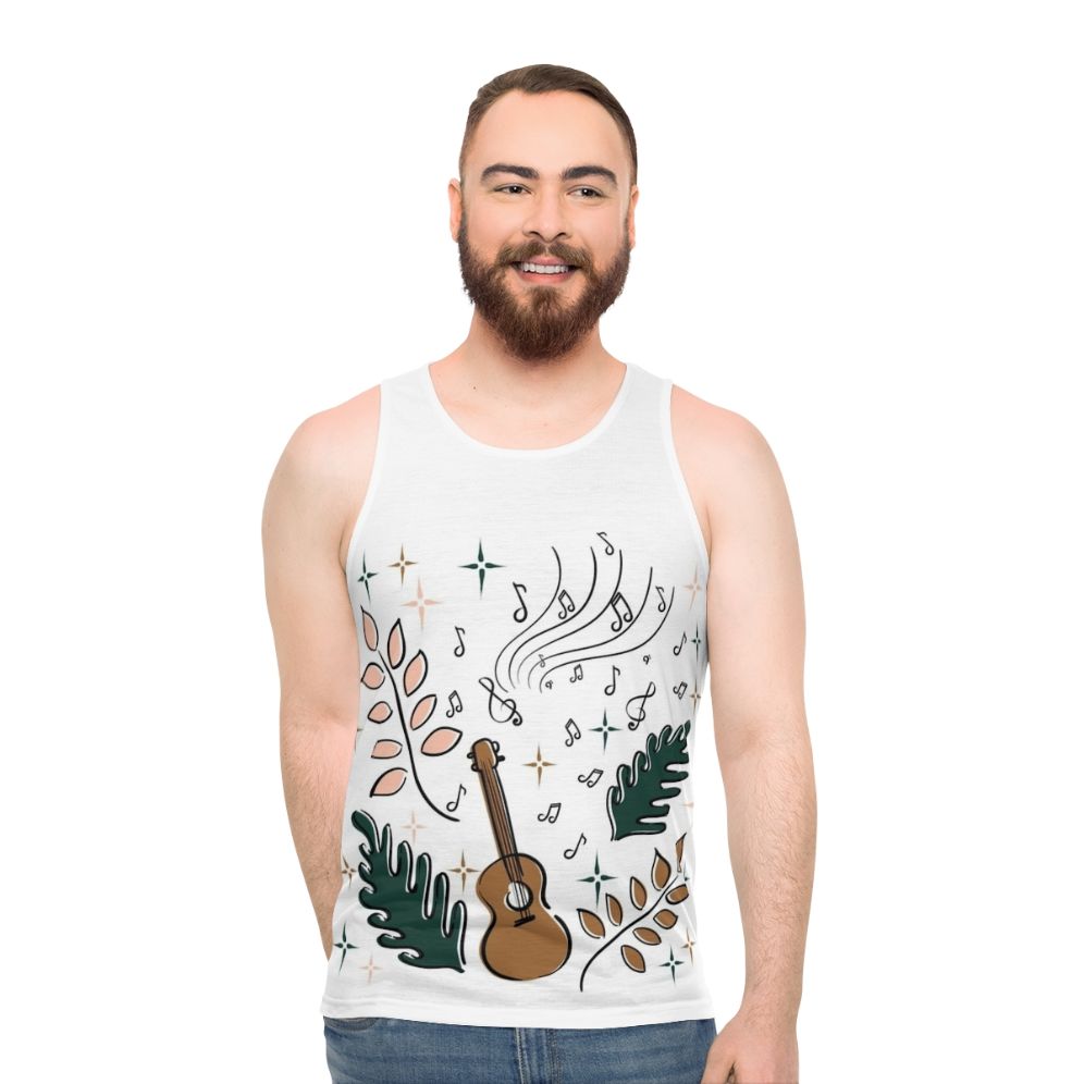 Unisex ukulele tank top with nature-inspired design