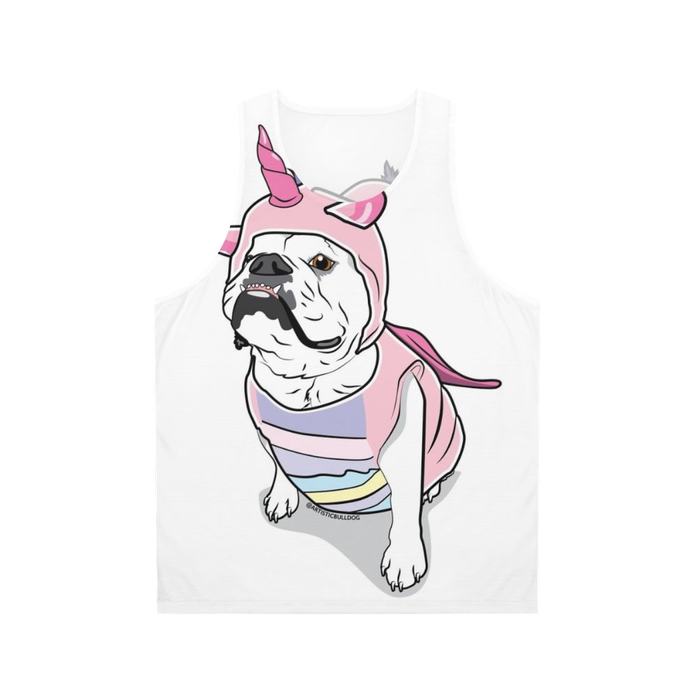 Unisex unicorn tank top with bulldog design