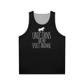 Unisex unicorn tank top with 'Unicorns Are My Spirit Animal' text