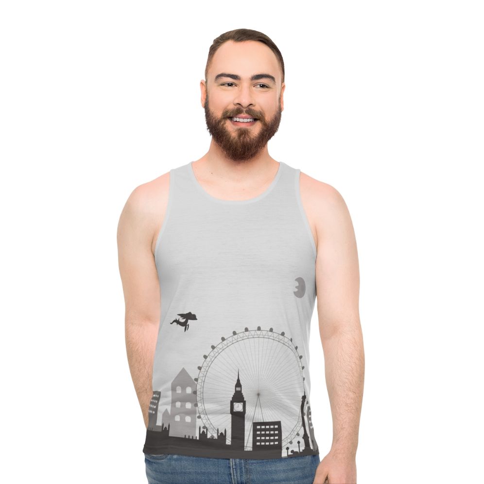 Unisex urban landscape greyscale tank top