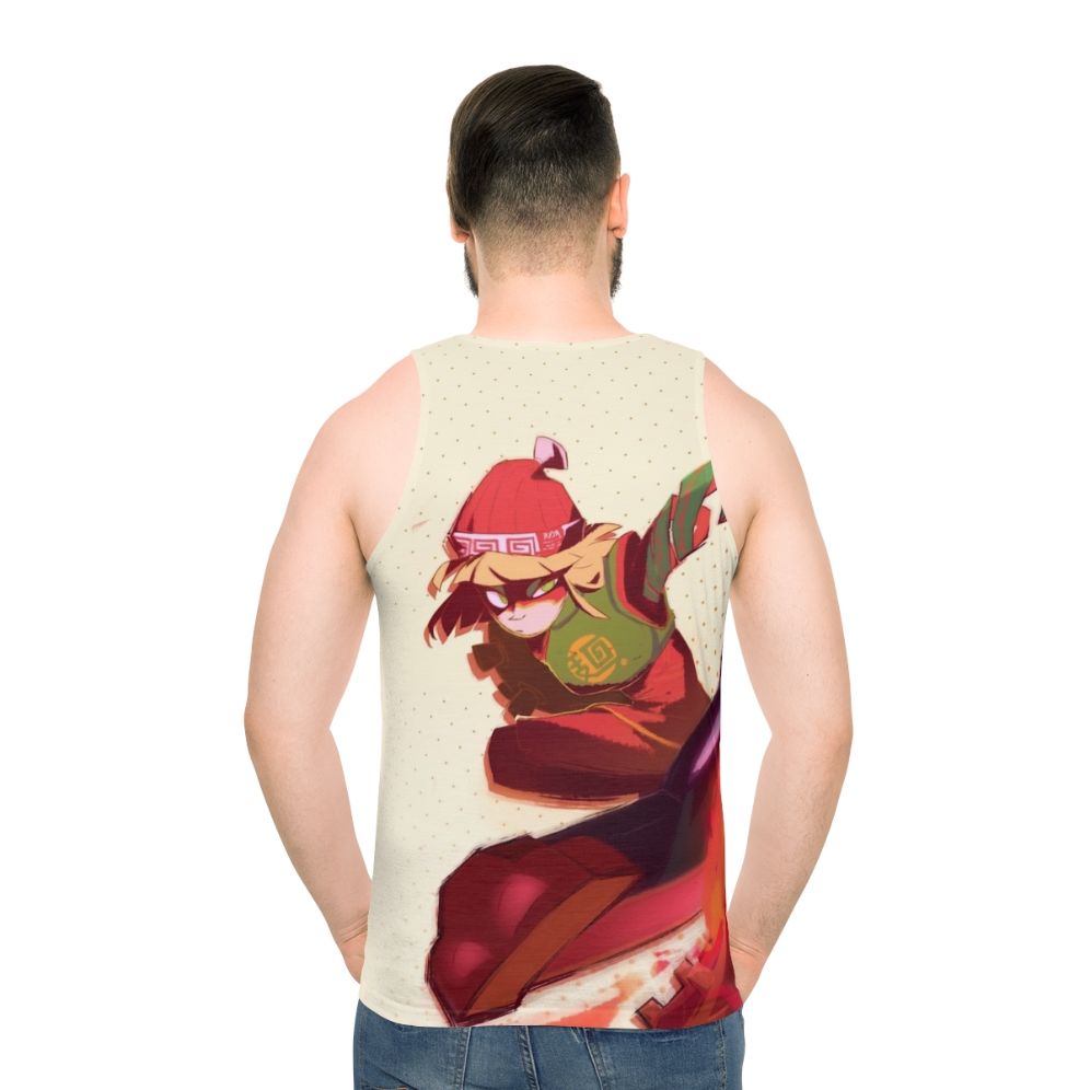 Unisex video game-inspired dragon and ramen tank top
