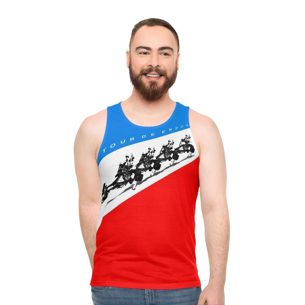 Unisex vintage-style pop art vinyl record tank top