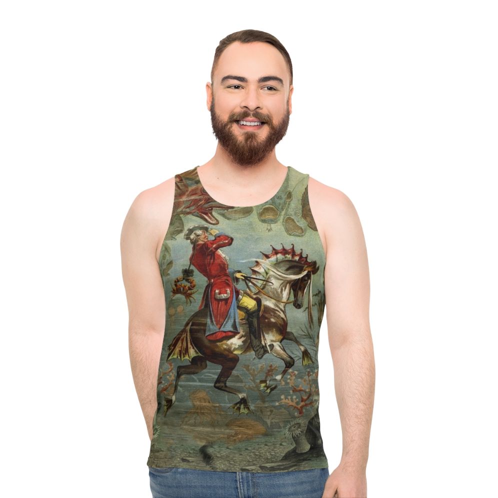 Unisex vintage sea horse tank top